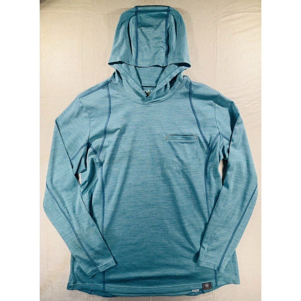Ariat Rebar Teal Hooded T-Shirt Men's Large